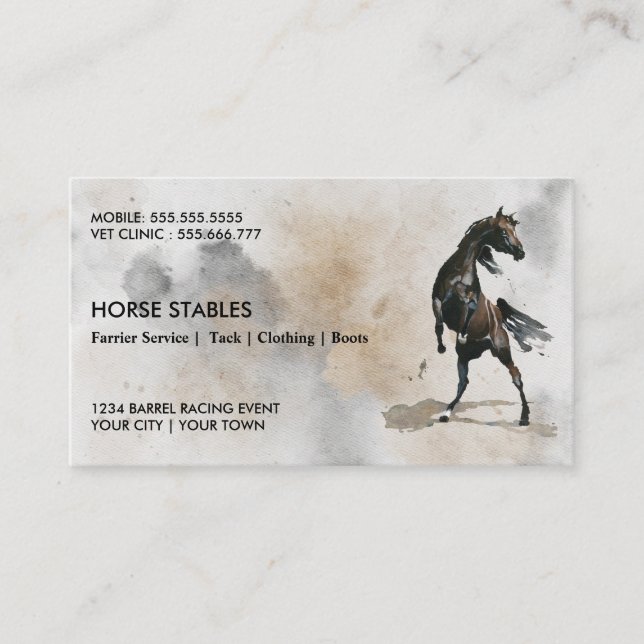Wildes Pferd Reittier Farrer Barrel Racing Visitenkarte (Vorderseite)