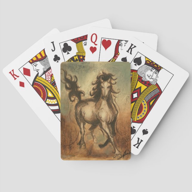 Wildes Pferd und warme Farben Spielkarten (Rückseite)