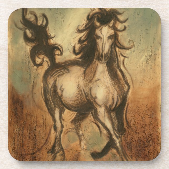 Wildes Pferd und warme Farben Untersetzer (Vorderseite)