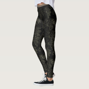 Wildes Sache-Schwarzes mit Blumen Leggings