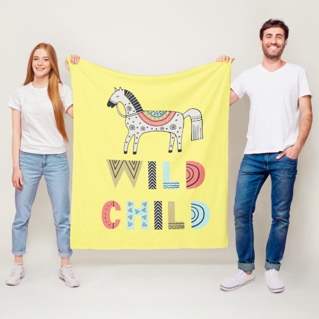 Wildes skandinavisches Pferdebaby gelb Fleecedecke (Beispiel)
