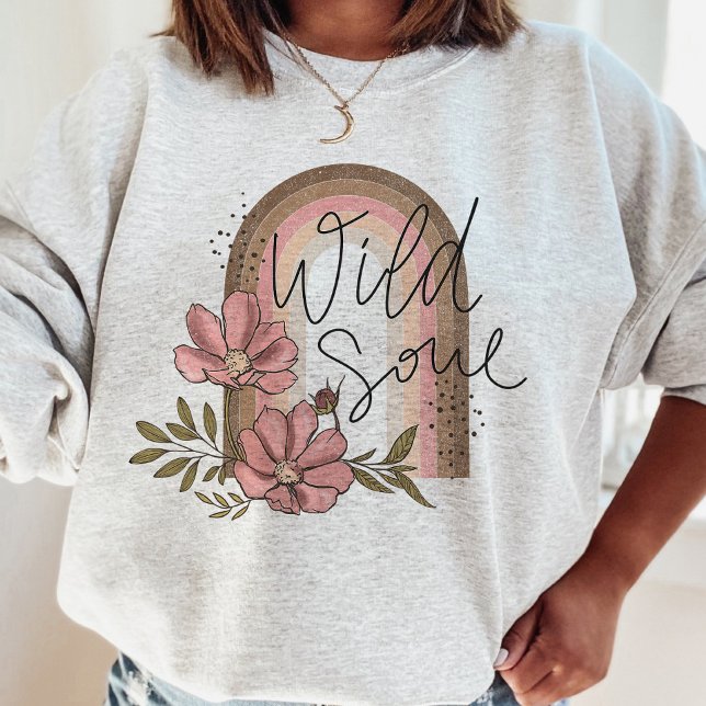 Wildes Soul Moderner Regenbogen Boho Floral Sweatshirt (Von Creator hochgeladen)