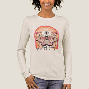 Wildes Soul Retro Boho Rainbow Floral Butterfly Tri-Blend Shirt