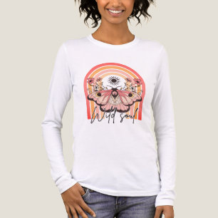 Wildes Soul Retro Boho Rainbow Floral Butterfly Tri-Blend Shirt