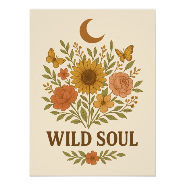 Wildes Soul - Vintages Boho-Ästhetik-Poster Poster (Vorderseite)