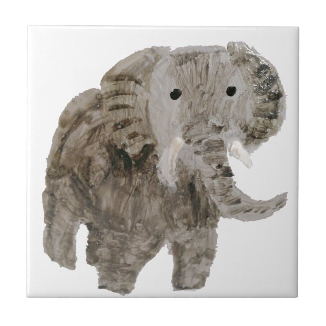 Wildes Tier-Elefant-Kunst Fliese (Vorderseite)