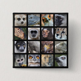 Wildes Tier-Gesichter -- Säugetiere, Reptilien, Button