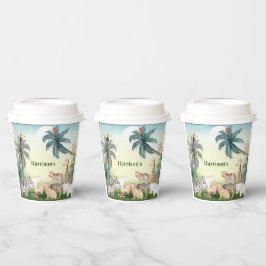 wildes Tier mit Jungle Tree Paper Cups Pappbecher