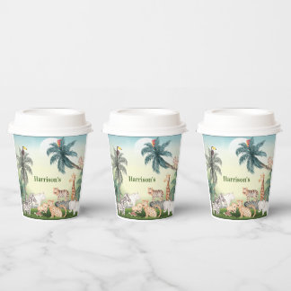 wildes Tier mit Jungle Tree Paper Cups Pappbecher