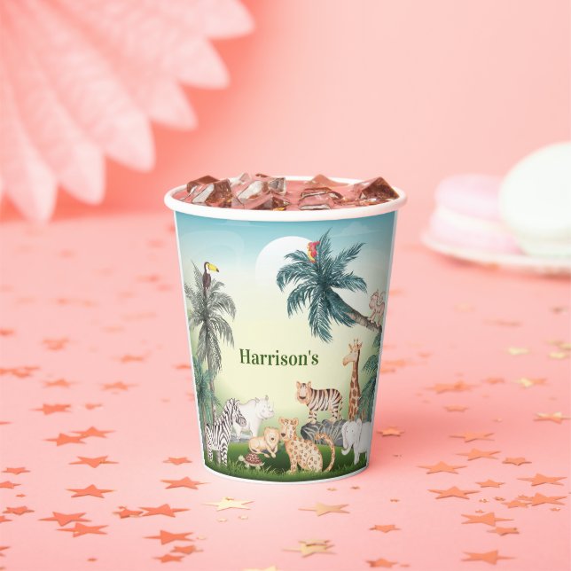 wildes Tier mit Jungle Tree Paper Cups Pappbecher (Insitu)