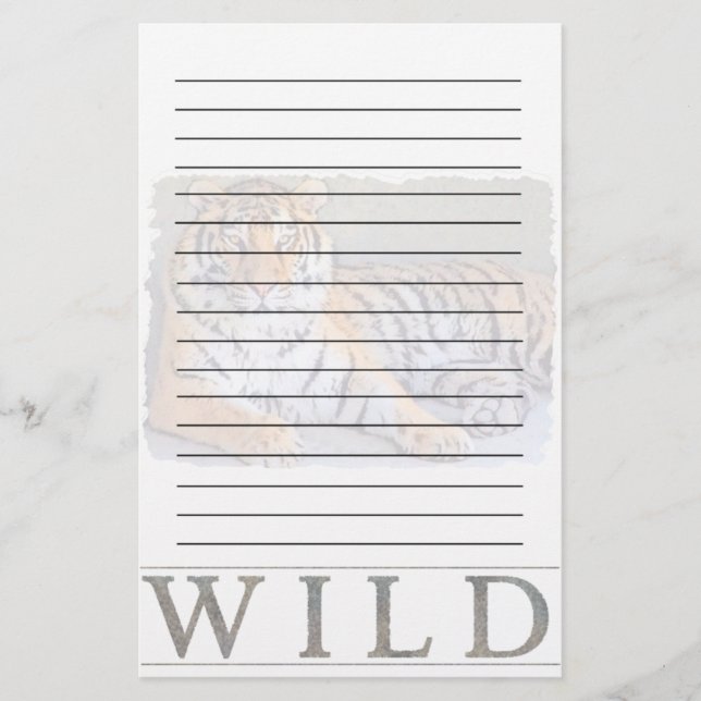 Wildes Tiger-Briefpapier Briefpapier (Vorderseite)