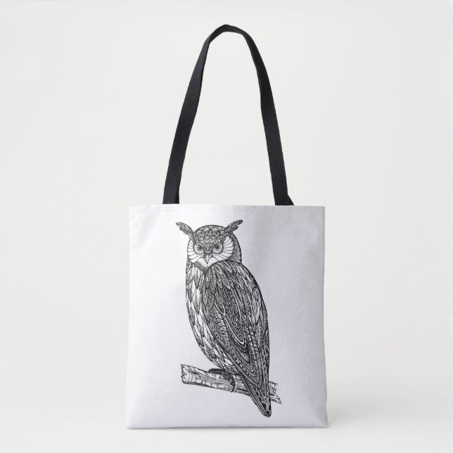 Wildes Totem-Tiereulen-Gekritzel 2 Tasche (Vorderseite)
