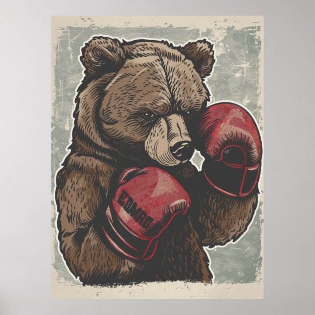 Wildes und fierce Boxing Bären Poster (Vorne)