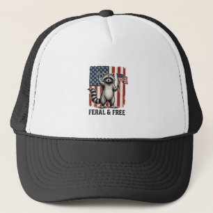 Wildes und freies patriotisches Waschbär-Vintage-S Truckerkappe