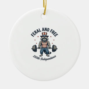 Wildes und freies patriotisches Waschbären-Gewicht Keramik Ornament