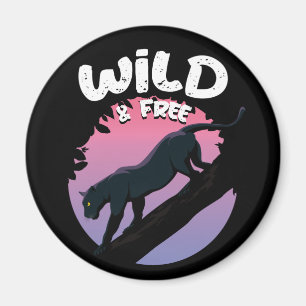 Wildes und freies Schwarzpanther-Dschungeltier Magnet