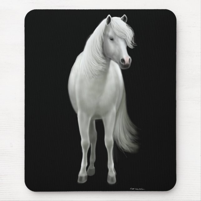 Wildes weißes Pferd Mousepad (Vorne)