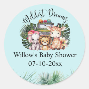 Wildest Dreams Safari-Abenteuer-Baby-Party Runder Aufkleber