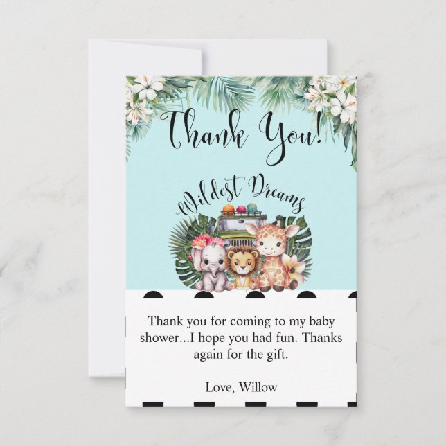 Wildest Dreams Safari Baby Shower Danke Karte (Vorderseite)