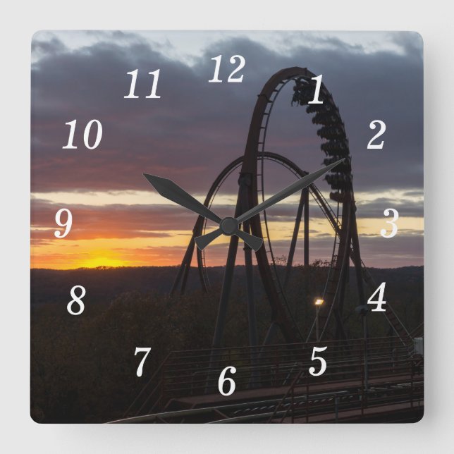 Wildfire Sunset Wall Clock Quadratische Wanduhr (Vorderseite)