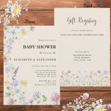 Wildflower 2-seitige Babyshower-Einladung für Paar