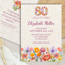Wildflower 80th Birthday Party - Floral Number