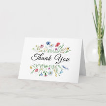 Wildflower and Pink Folded Thank You