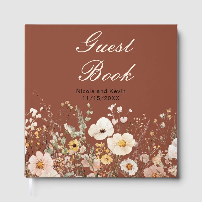 Wildflower Autumn Fall Floral Wedding Gästebuch (Vorderseite)