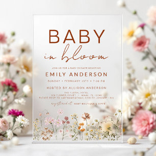 Wildflower-Baby in Bloom-Baby-Party Terrakotta Acryleinladungen