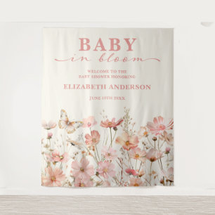Wildflower-Baby-in-Bloom-Baby-Shower-Willkommenssc Wandteppich