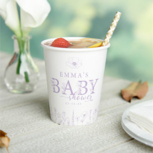 Wildflower-Baby-Party   Lavendel Blumen Papierbech Pappbecher