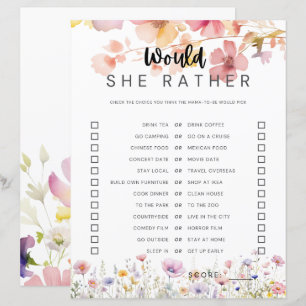 Wildflower-Baby-Party-Spiel "Würde sie eher"