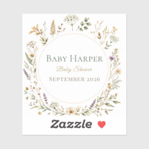 Wildflower-Baby-Party-Sticker   Boho-Geschenk Aufkleber