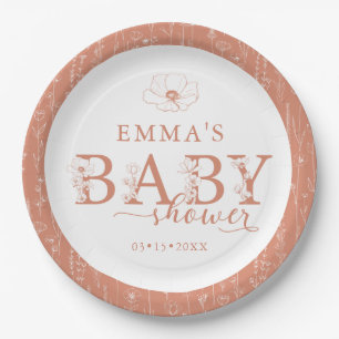 Wildflower-Baby-Party Terrakotta-Blumen-Teller Pappteller