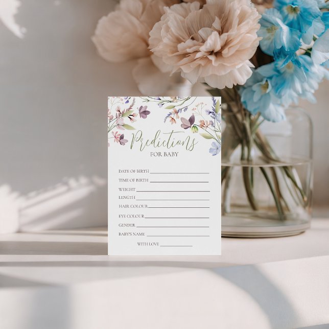 Wildflower Baby Predictions Card Einladung (Von Creator hochgeladen)
