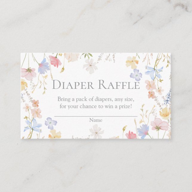 Wildflower Baby Shower Diaper Raffle Insert (Vorderseite)