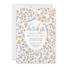 Wildflower-Baby-Shower-Einladung - hellorange