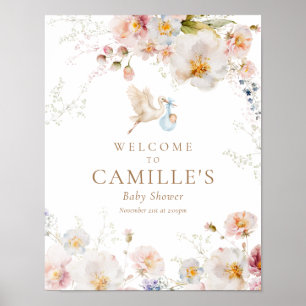 Wildflower Baby Shower für einen Jungen in Blüte Poster
