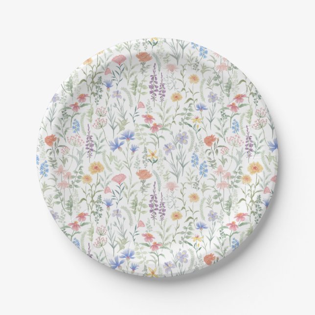 Wildflower Baby Shower Napkins Pappteller (Vorderseite)