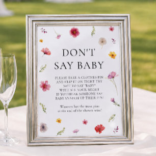 Wildflower-Baby-Shower-Spiel 'Sag nicht Baby' Poster