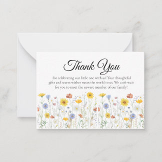 Wildflower Baby Shower Thank You Card Mitteilungskarte