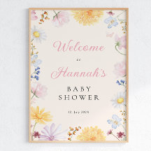 Wildflower-Baby-Shower-Willkommensposter