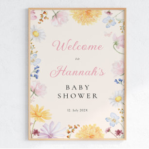 Wildflower-Baby-Shower-Willkommensposter Poster