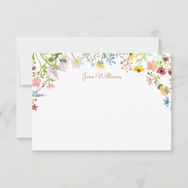 Wildflower-Bienen-Script personalisiert Mitteilungskarte (Vorderseite)