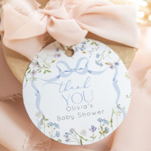 Wildflower Blaue Schleife Baby Shower Danke Geschenkanhänger