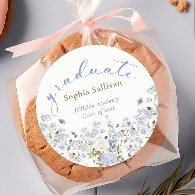 Wildflower Bloom Graduation Party Runder Aufkleber (Von Creator hochgeladen)