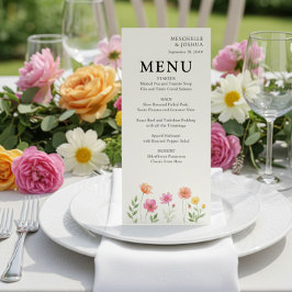 Wildflower Bloom Pink Orange Floral Wedding Menu Menükarte