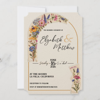 WildFlower Blumen Garten Vintage Hochzeit Einladung