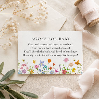 Wildflower-Blüten-Baby-Shower-Bücher-für-Baby-Kart Begleitkarte