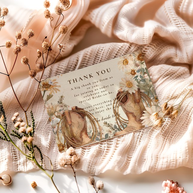 Wildflower Boots Country Bridal Shower Dankeskarte (Von Creator hochgeladen)